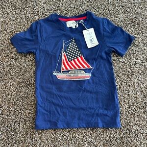NWT!! Adventure 360 Boys Size 5 Navy Sailboat Stitched Tee with American Flag